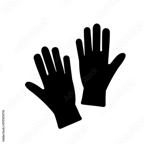 Silhouette of two gloves against a white background ready to protect hands