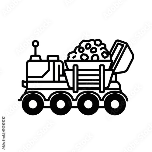 Space mining rover with cargo vector illustration icon for future economy and exploration vector