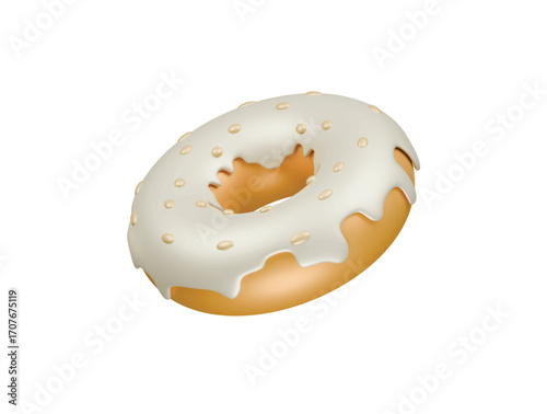 donut almond icon 3d illustration render