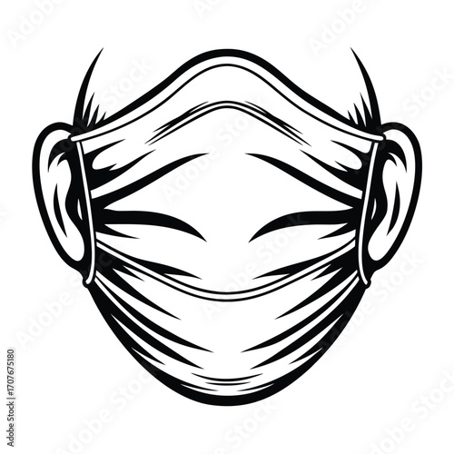 Portrait of a retro style man wearing a protective face mask for prevention