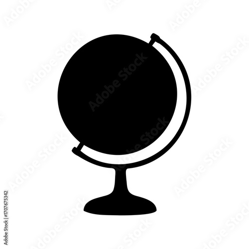 Black silhouette of a globe on a stand representing global education