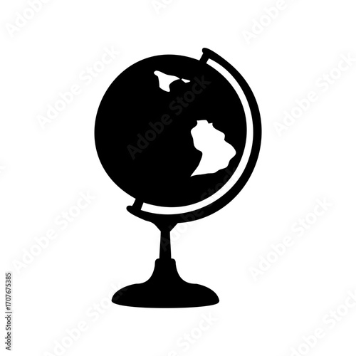 Globe silhouette depicting geography and learning about the world in black color