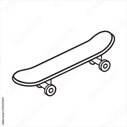 skateboard coloring book page, skateboard line art vector