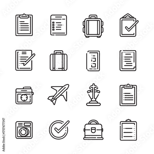 Travel Checklist Line Art Essential Items Guide