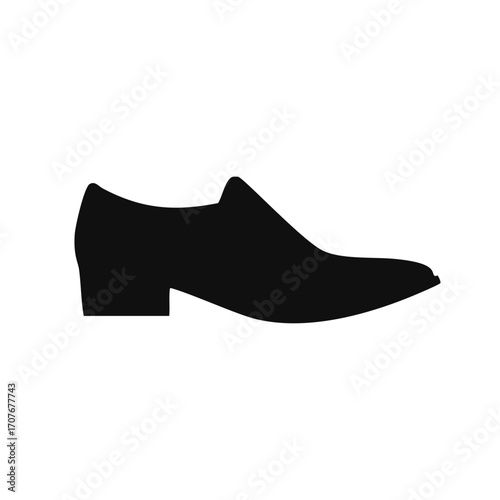 Black silhouette of a pointed men's dress shoe footwear