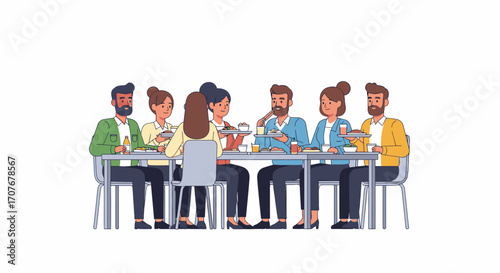 Team Lunch Meeting Colleagues Enjoying a Meal Together