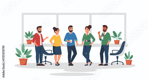 Collaborative Team Meeting Diverse Colleagues Discussing Ideas and Plans in Modern Office Space