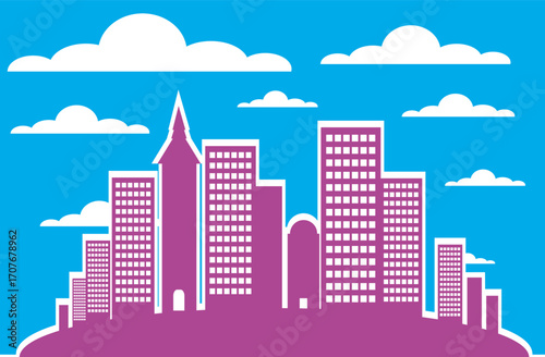 Cityscape Silhouette with Clouds