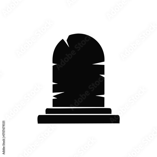 Black silhouette of a tombstone with cracks gravestone