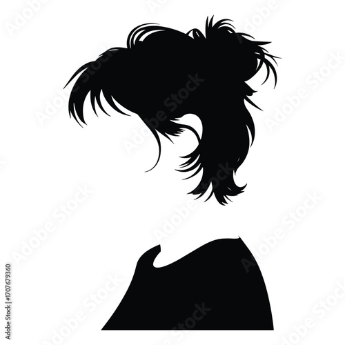 Vector art of silhouette of messy bun hairstyle