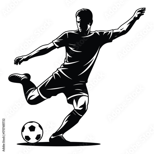 Vector art of soccer player kicking ball