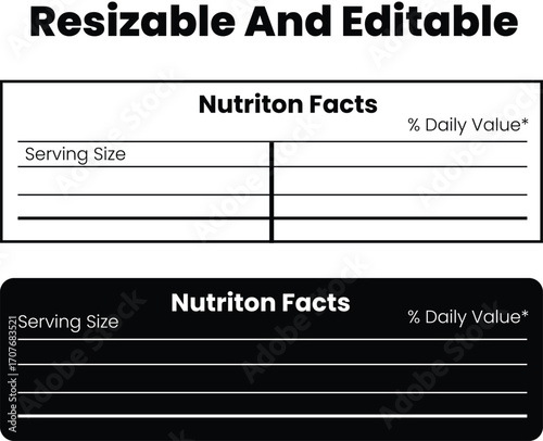 Nutrition Facts information. Information about the amount of fats, calories, carbohydrates