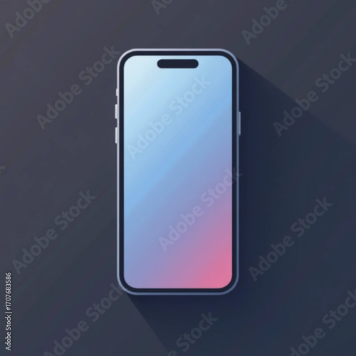 Modern Smartphone Design: A sleek smartphone featuring a gradient screen display against a dark backdrop. Capturing the essence of contemporary mobile technology and its elegant form.