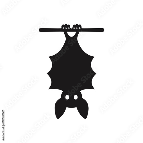 Silhouette of a Bat Hanging Upside Down Keywords: bat, silhouette, hanging, upside down, animal