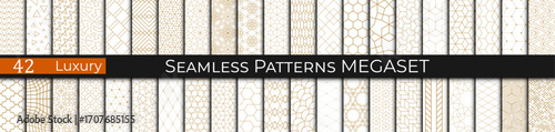 seamless geometric luxury golden pattern set, collection of 90s patterns