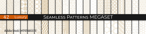 seamless geometric luxury golden pattern set, collection of 90s patterns