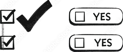 Two sets of check boxes with yes options on transparent background