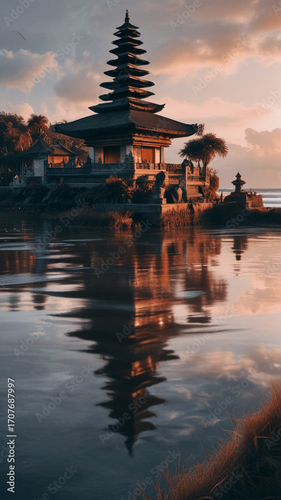 Obraz premium sunset over the temple