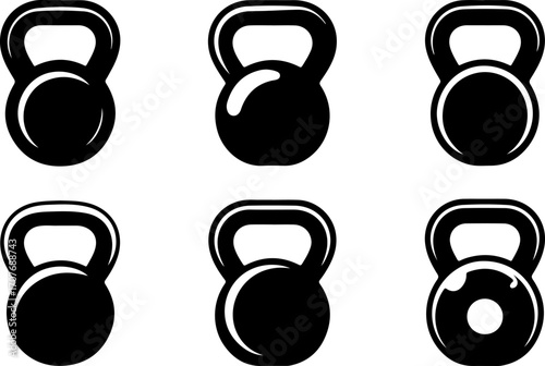 "Kettlebell and Dumbbell Silhouette – Strength Training Fitness Icon"