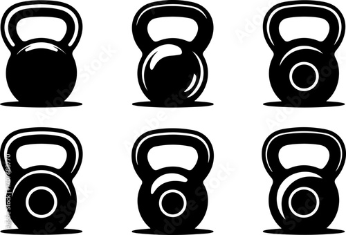 "Kettlebell and Dumbbell Silhouette – Strength Training Fitness Icon"