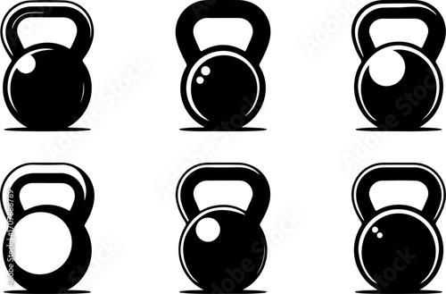 "Kettlebell and Dumbbell Silhouette – Strength Training Fitness Icon"