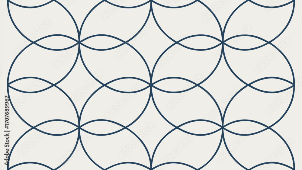 Naklejka premium Elegant Geometric Seamless Pattern with Intersecting Circles, Classic Vector Background