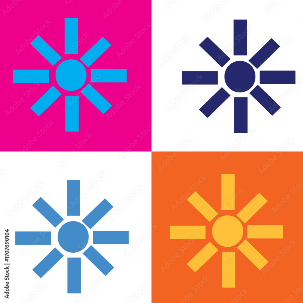 Obraz premium Blue and Pink Abstract Starburst Icon