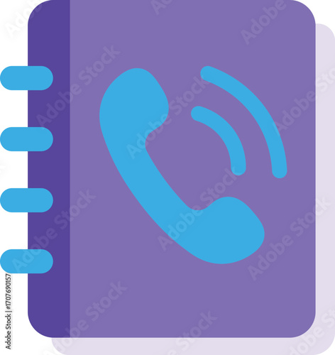 Purple Address Book Icon with Blue Phone Receiver contacts telephone