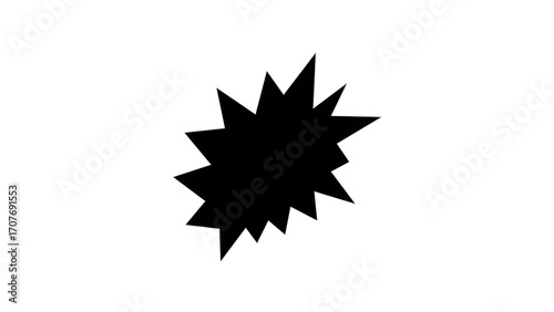 Black Spiky Badge Shape, isolated on white background