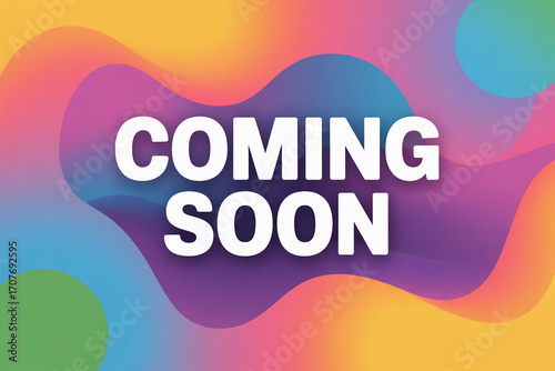 Exciting new product launch announcement graphic with vibrant, fluid abstract shapes building anticipation for what's next
