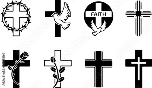Christian Cross Silhouettes – Faith, Religion, and Spiritual Symbols"
