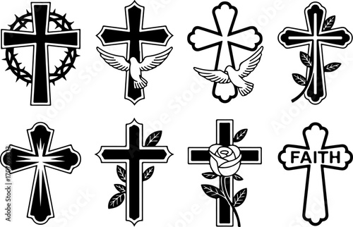 Christian Cross Silhouettes – Faith, Religion, and Spiritual Symbols"