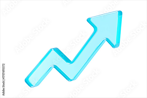 Glass-Like Arrow Icon,
Translucent Glass-Like Arrow Icon Indicating Growth  Minimalist 3D Render