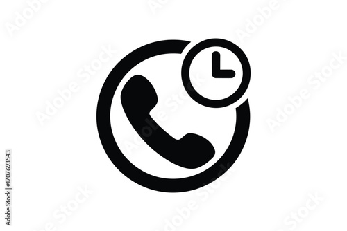 Phone icon with clock symbol indicating call time or waiting