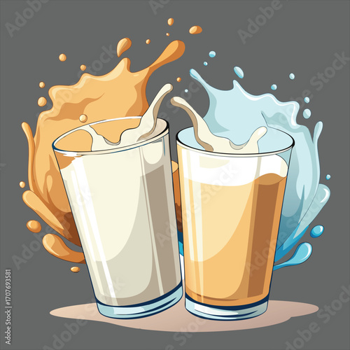 Milk vector. milk.  Realistic glass of milk isolated on transparent background. Vector illustration. Glass of milk. Toasting with Milk Glass. Tall glass of milk against a white background. 