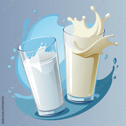 Milk vector. milk.  Realistic glass of milk isolated on transparent background. Vector illustration. Glass of milk. Toasting with Milk Glass. Tall glass of milk against a white background. 
