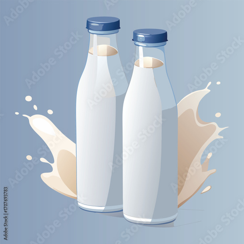 Milk vector. milk.  Realistic Bottles of milk isolated on transparent background. Bottle tasty milk on light table. Bottles of various plant milk  Gallon of Whole Milk. 