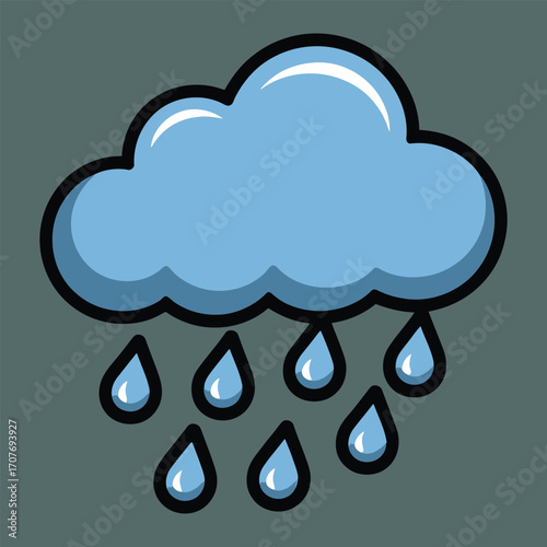 Blue cloud raining water drops weather precipitation