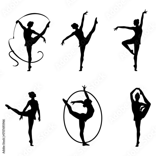 Elegant Silhouette Collection A Showcase of Graceful Dance Poses, Ideal for Artistic Projects and Designs