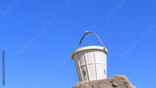 Whimsical Trash Can Elevated on Mound