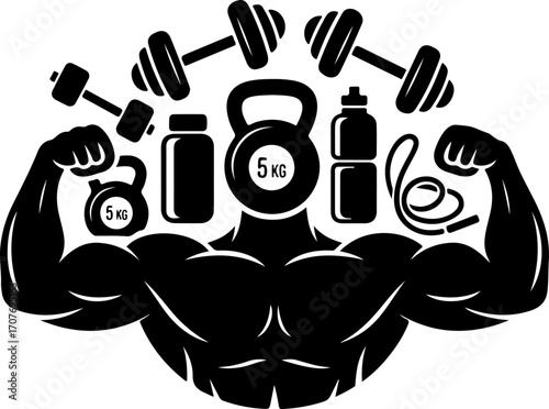 Gym Beast Mode Fitness Icons Set