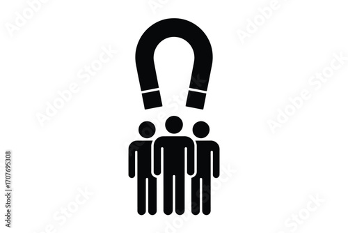 Magnet attracting people symbolizing recruitment and attraction