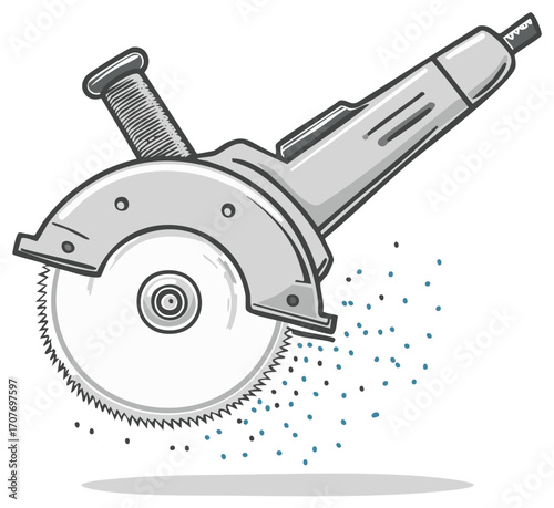 Circular saw illustration. Power tool for construction and carpentry work.