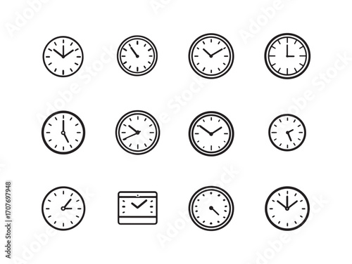 Wall Clock Line Art Modern Minimal Design