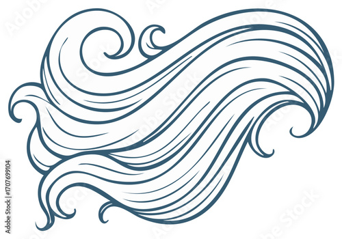 Graceful flowing abstract wavy lines pattern with elegant curls and dynamic movement
