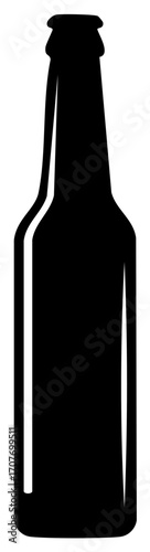 Black beer bottle silhouette, isolated vector illustration