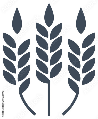 Three stylized wheat ears simple graphic design concept for agriculture and food industry