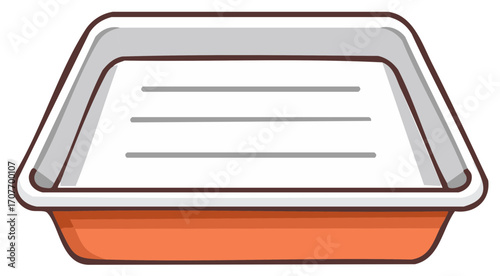 Empty orange and white plastic tray for food service or packaging