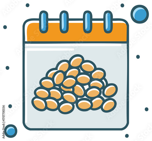 Illustration of a calendar filled with yellow beans