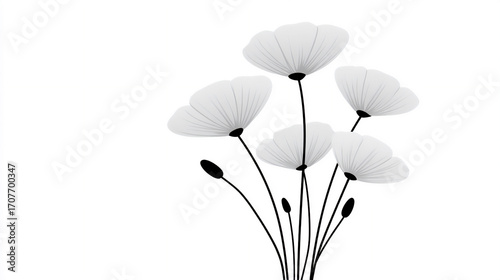 modern minimalist line drawing floral frame.